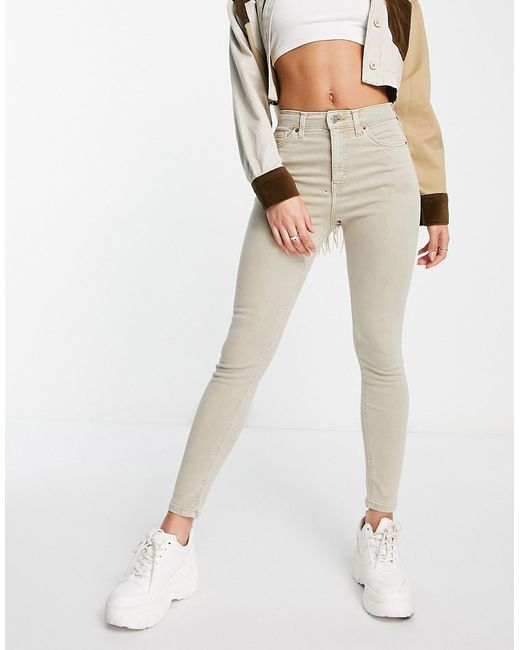 TopShop Jamie recycled cotton blend jean in sand-
