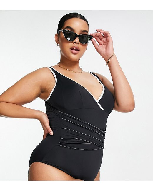 Simply Be magisculpt twist front swimsuit in