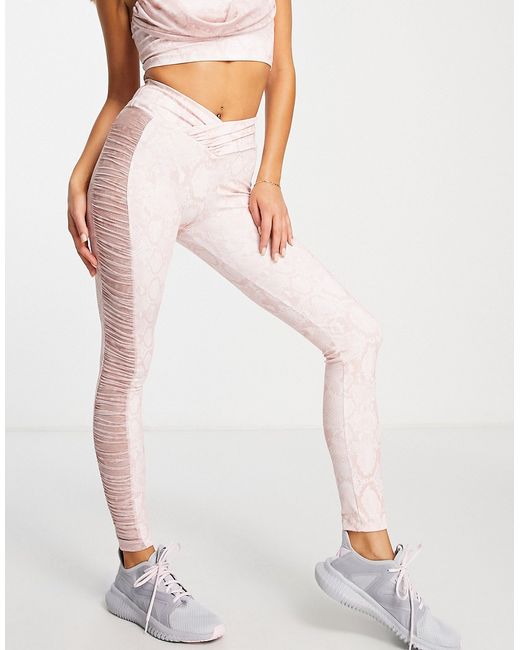 ASOS Luxe ACTIVE legging with ruched mesh sides in snake print part of a set-