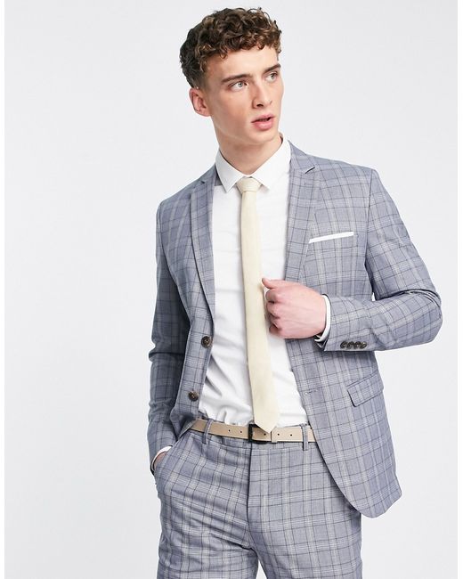 Selected Homme slim fit suit jacket in check