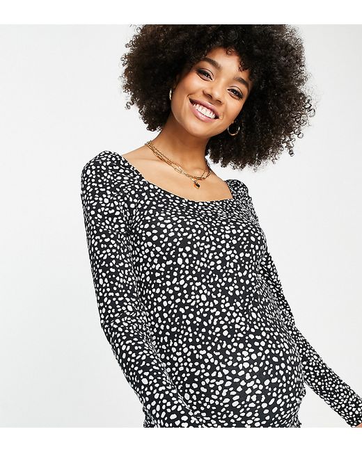 Mama.licious Maternity jersey top in spot print part of a set