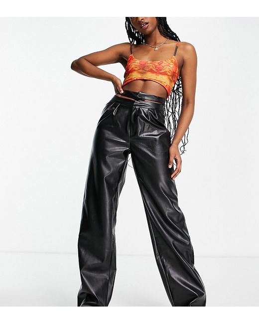 Missguided faux leather cut out waistband pant in