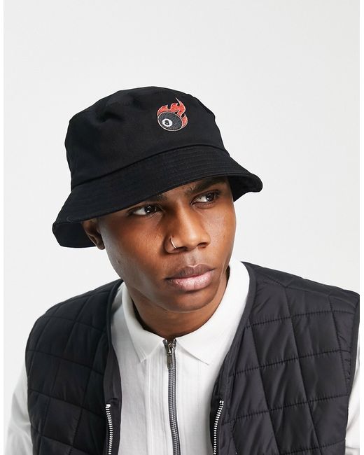 Asos Design 90s cotton bucket hat with 8 ball embroidery in