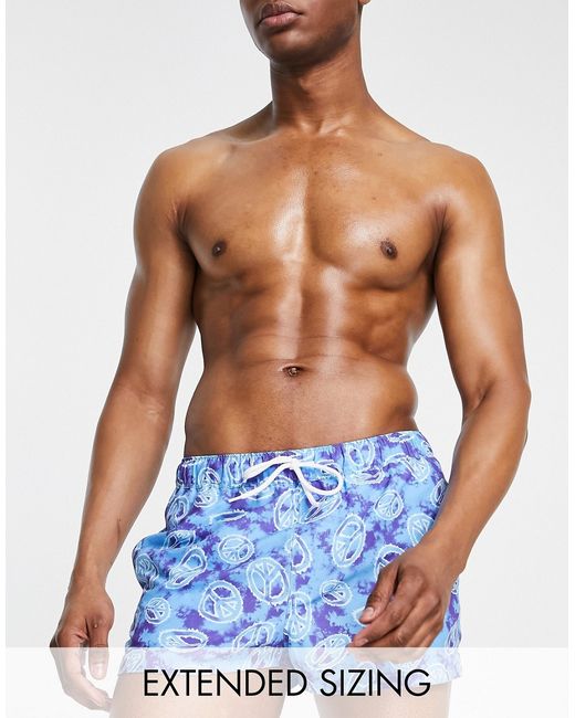 Asos Design swim shorts with peace sign print in super short length-