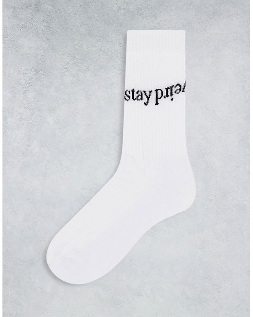 Asos Design sport sock with stay weird print in