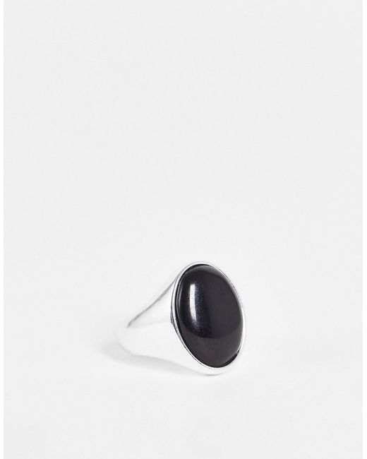 Asos Design oval signet ring with black jewel in tone