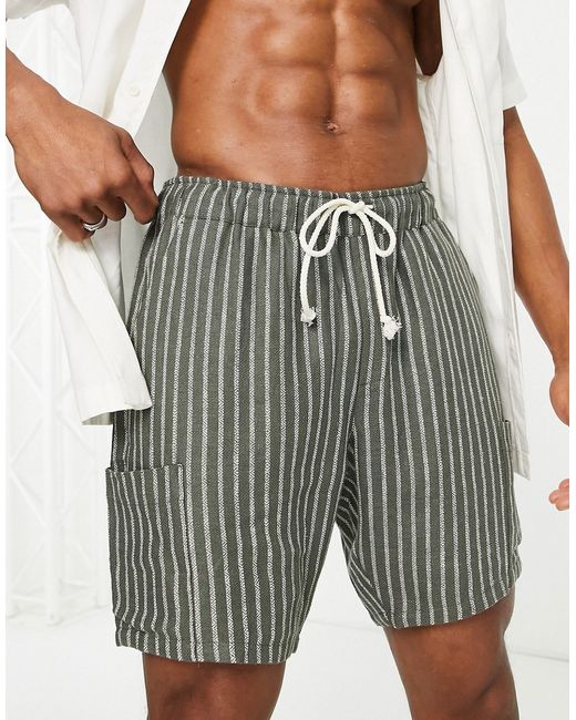 Asos Design slim shorts with pockets in stripe