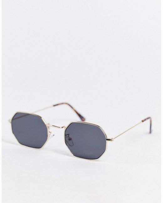 Asos Design 90s/Retro recycled metal angled sunglasses in with smoke lens