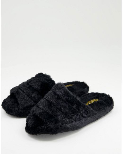 Hugo Boss Truffle Collection fluffy open toe slippers in