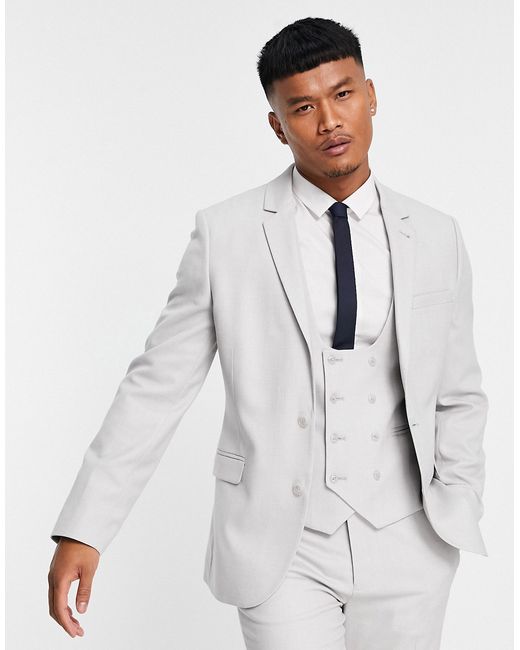 Asos Design wedding super skinny suit jacket in ice micro texture