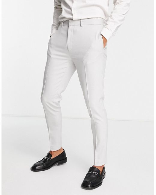 Asos Design wedding super skinny suit pants in ice micro texture