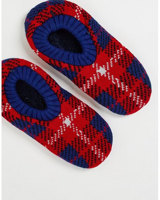 Asos Design slippers with tartan design-