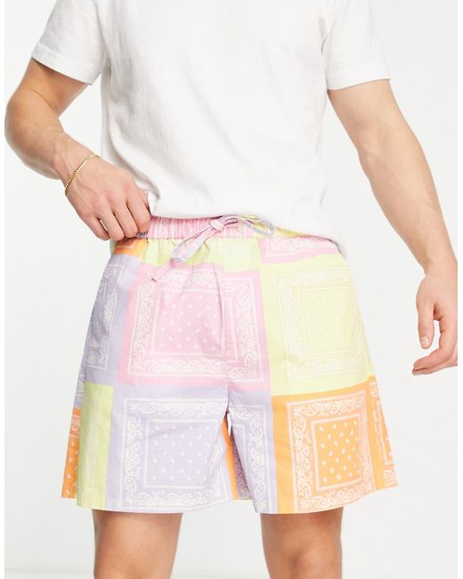 Asos Design wide shorts in colored paisley