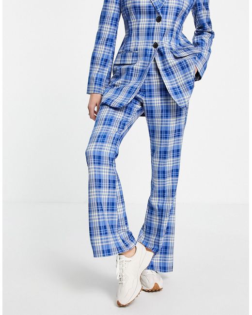Asos Design flare suit pants in check-