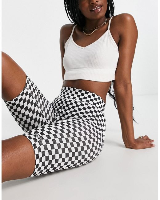 Vans legging shorts in white checkerboard part of a set