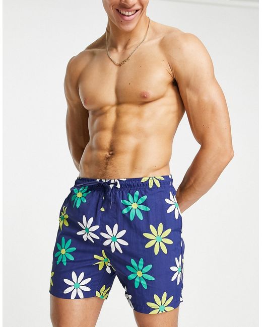 Pull & Bear flower print swim shorts in