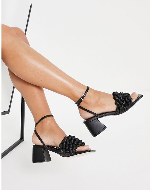Public Desire Got This block heeled sandals with woven detail in