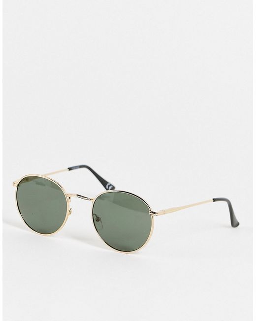 Asos Design round sunglasses in recycled metal with smoke lens