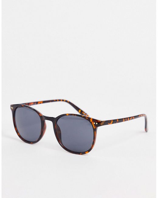 Asos Design square sunglasses in tortoiseshell recycled frame with smoke lens-