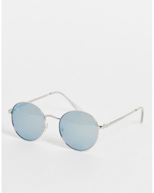 Topman round sunglasses with mirrored lens-