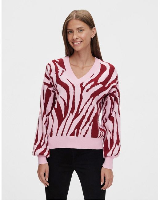 Y.A.S V-neck sweater in animal print