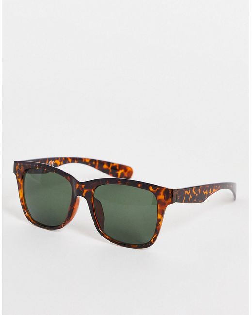 Topman chunky square sunglasses in tiger tort-
