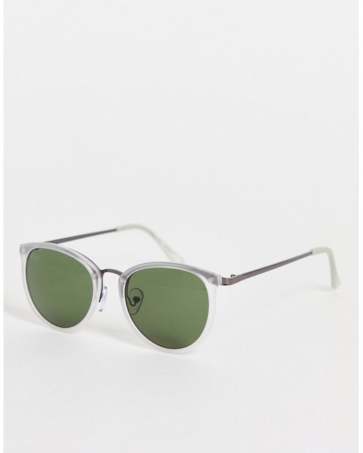 Topman clear round sunglasses with green lens-