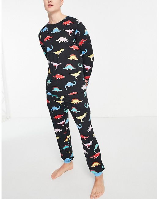 Chelsea Peers pajama set in dinosaur print-