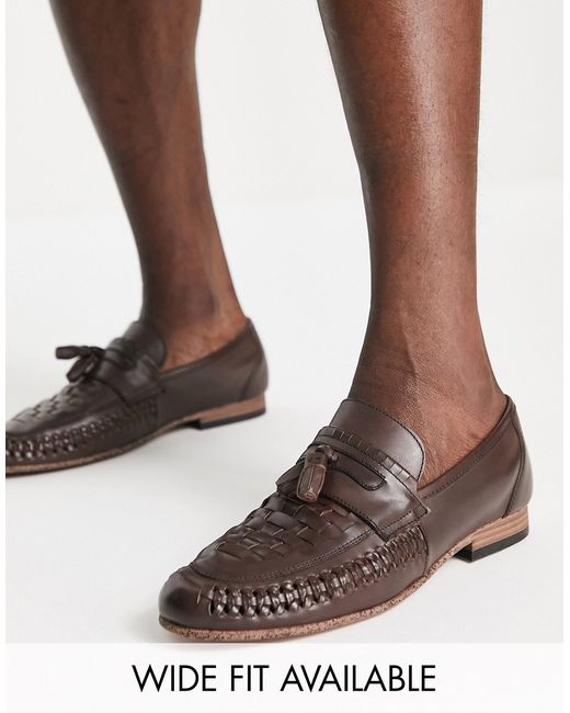 Asos Design loafers in woven leather with tassel detail