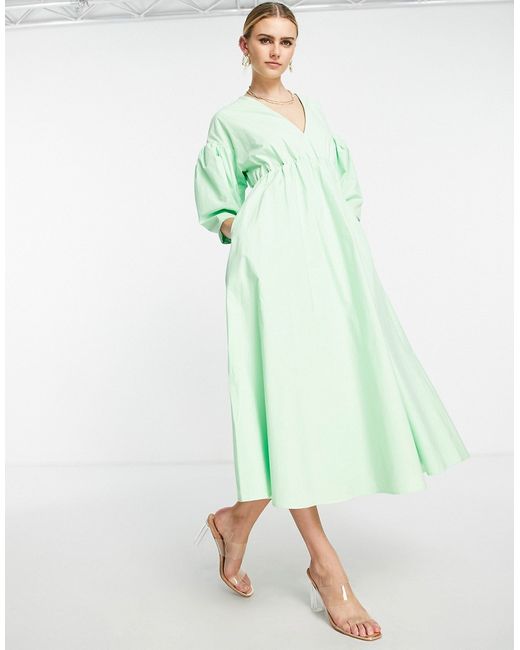 ASOS Edition bow back midi dress with full skirt in apple