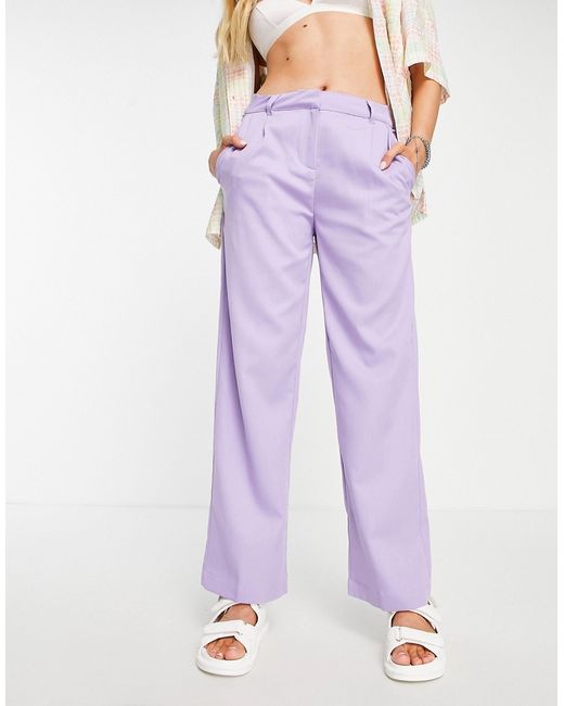 Noisy May tailored dad pants in lilac-