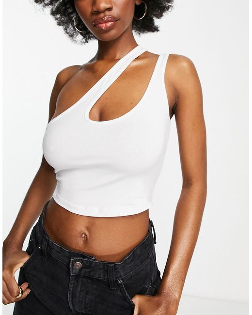 Asos Design Hourglass strappy asymmetric cut out crop top in