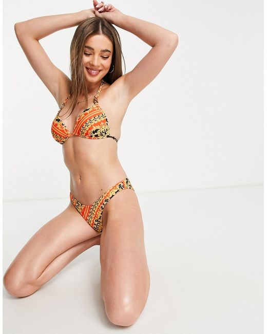 New Look chain print v bikini bottom in pattern