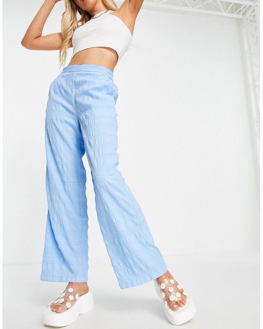 Pieces textured wide leg pants in part of a set