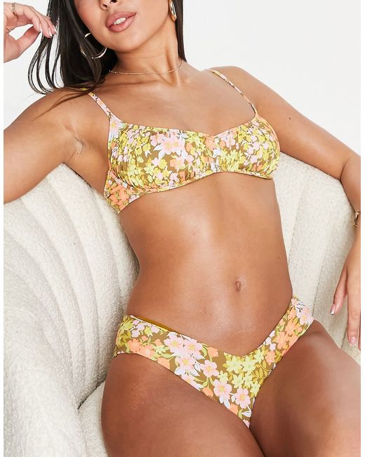 Billabong Bring On The Bliss underwire bikini top in retro floral print-