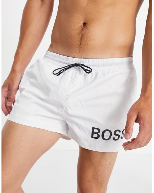 Boss Bodywear BOSS Mooneye short length swim shorts with bold logo in