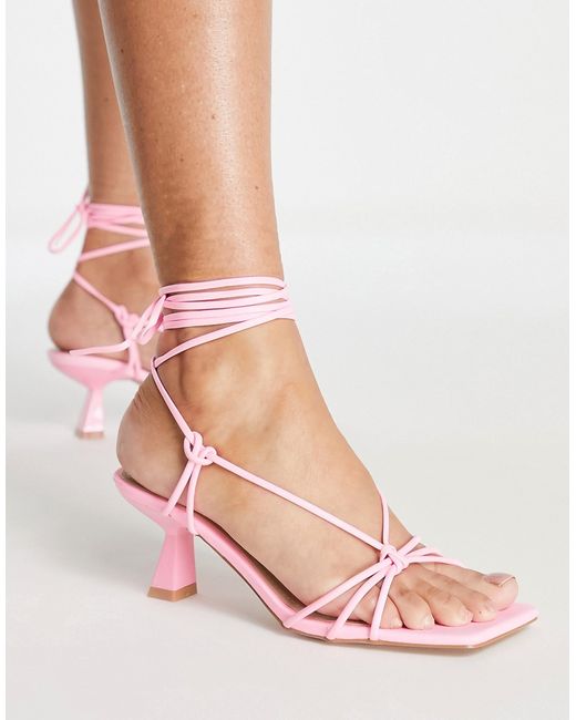 SIMMI Shoes Simmi London tie ankle mid heeled sandals in