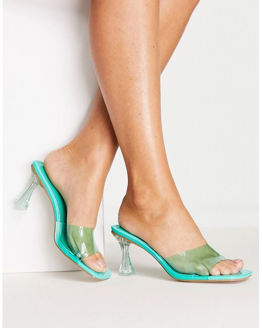 SIMMI Shoes Simmi London mid heeled mule sandals in turquoise-