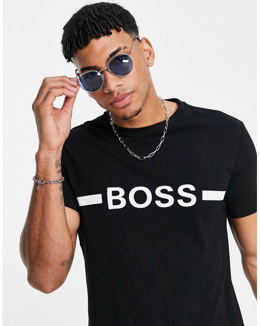 Boss Bodywear BOSS Beachwear slim fit large logo T-shirt in
