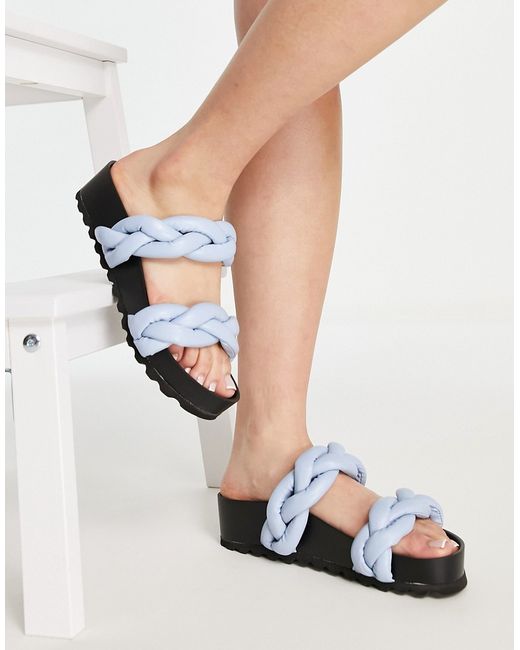 Glamorous plaited mule flatform sandals in