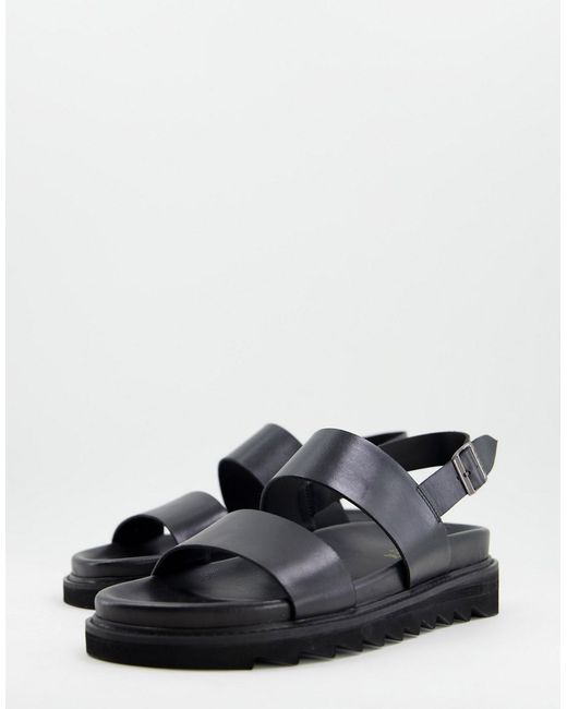 Walk London Jaws backstrap chunky sandals in leather
