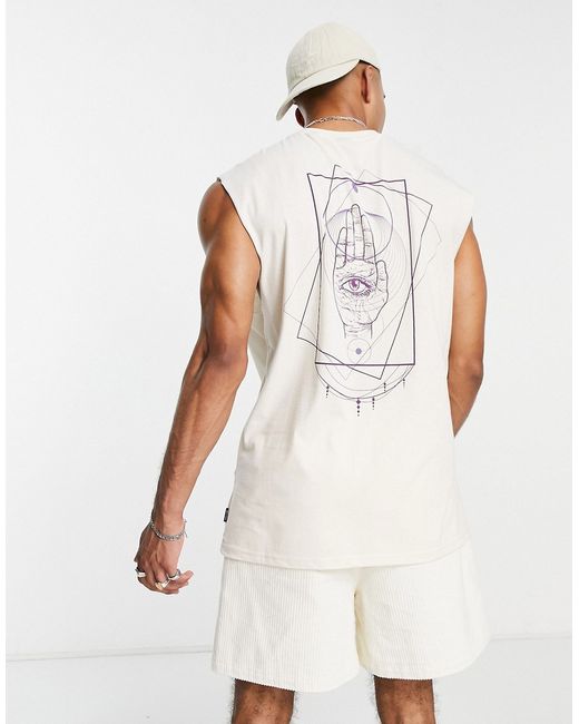 Only & Sons oversized tank top with spiritual hand back print in