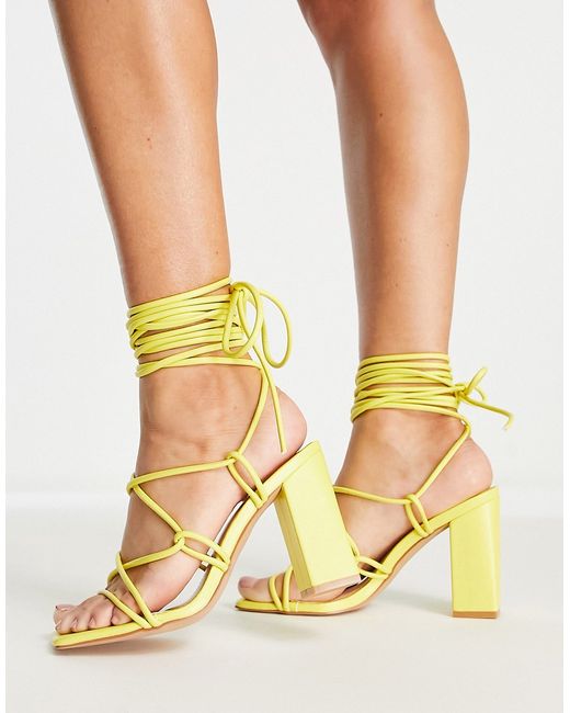 SIMMI Shoes Simmi London tie ankle block heeled sandals in