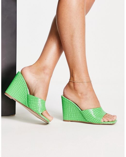 Missguided wedge mules in faux croc