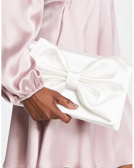 Ever New Bridal bow clutch bag in ivory-