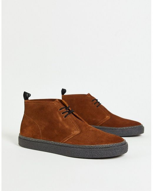Fred Perry Hawley suede desert boots in tan-