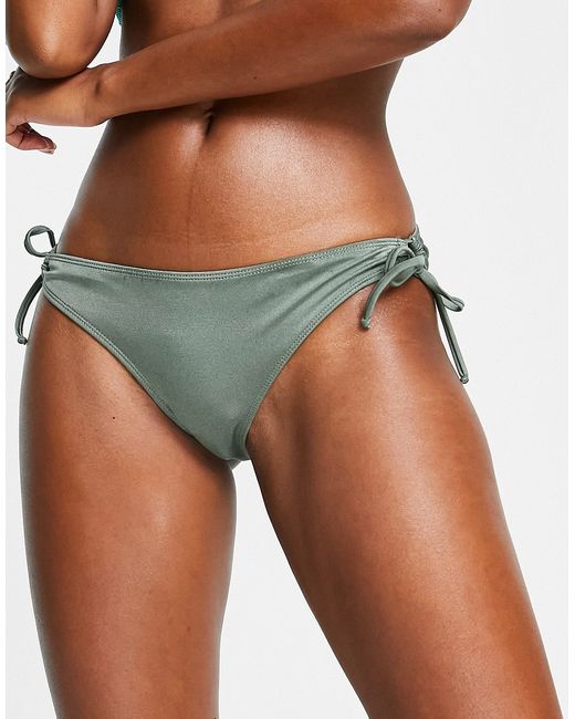 French Connection lace up bikini bottom in army