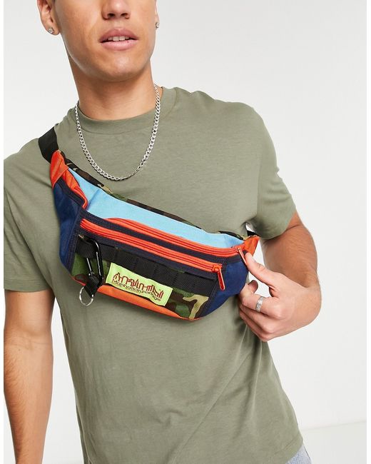 Manhattan Portage Coney Island fanny pack in camouflage orange and blue-