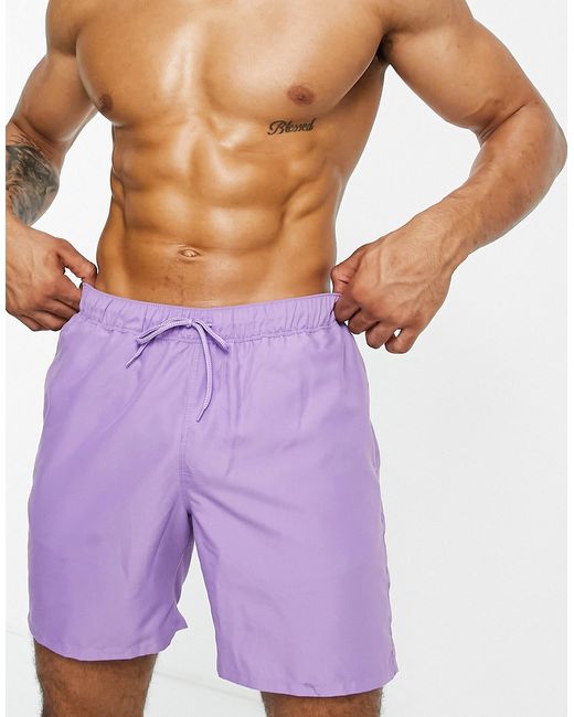 Asos Design swim shorts in lilac mid length-