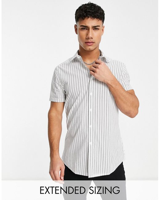 Asos Design slim fit stripe work shirt in